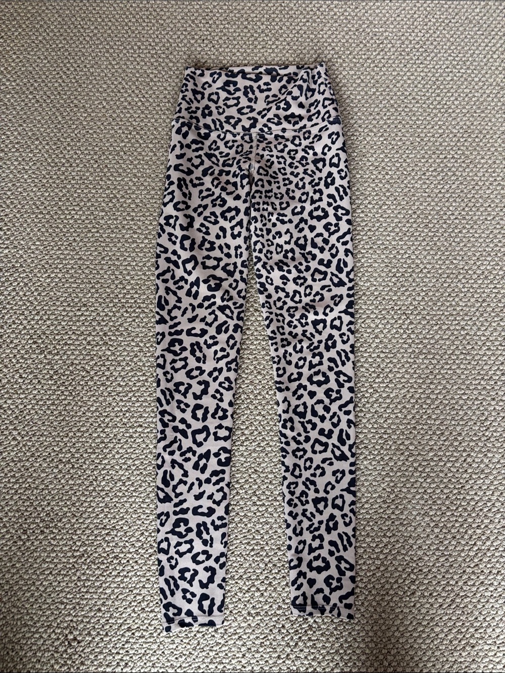 Beach Riot Leopard Print Leggings - Black and Cream
